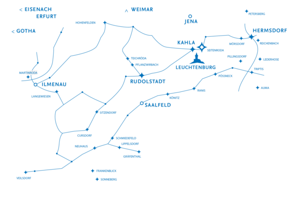 Verlauf Porzellanstraße in Thüringen